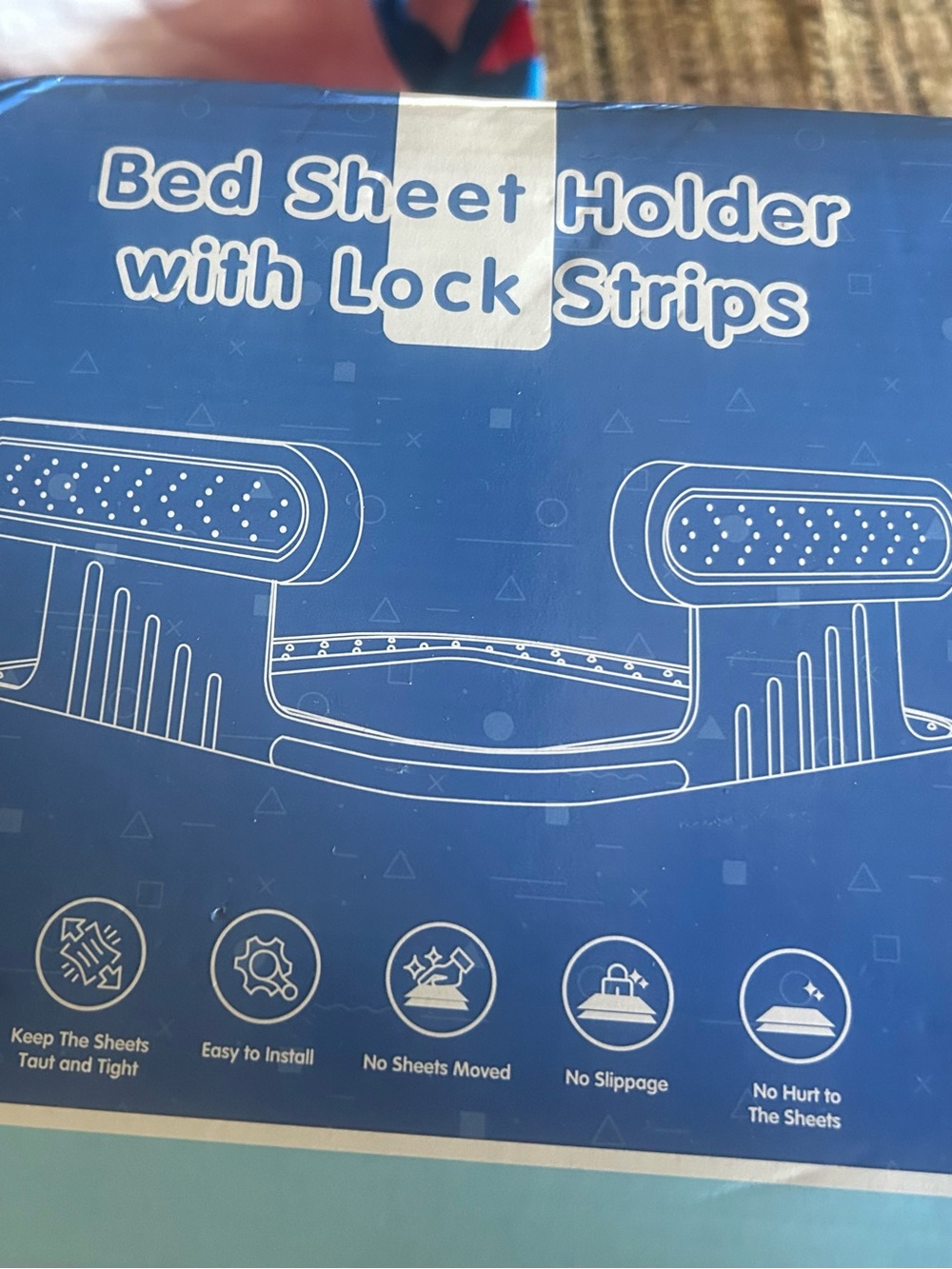 Bed Sheet Holder with Lock Strips - Blue